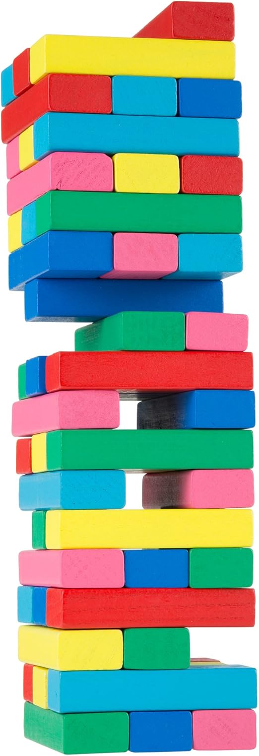 Classic Wooden Blocks Stacking Game with Colored Wood and