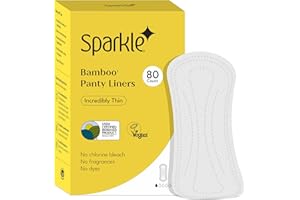 Sparkle Bamboo Incredibly Thin Panty Liners | Plant Based, Flexible & Comfortable Panty Liners for Women | Ideal for Everyday Discharge & Spotting | USDA Certified Biobased & Chlorine-Free | 80 Count