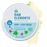 Raw Elements Baby &amp; Kids SPF 30 Organic Sunscreen Tin, 3 oz | Featuring non-nano zinc oxide, reef-safe formula, zero-waste tin, and water resistance for outdoor protection