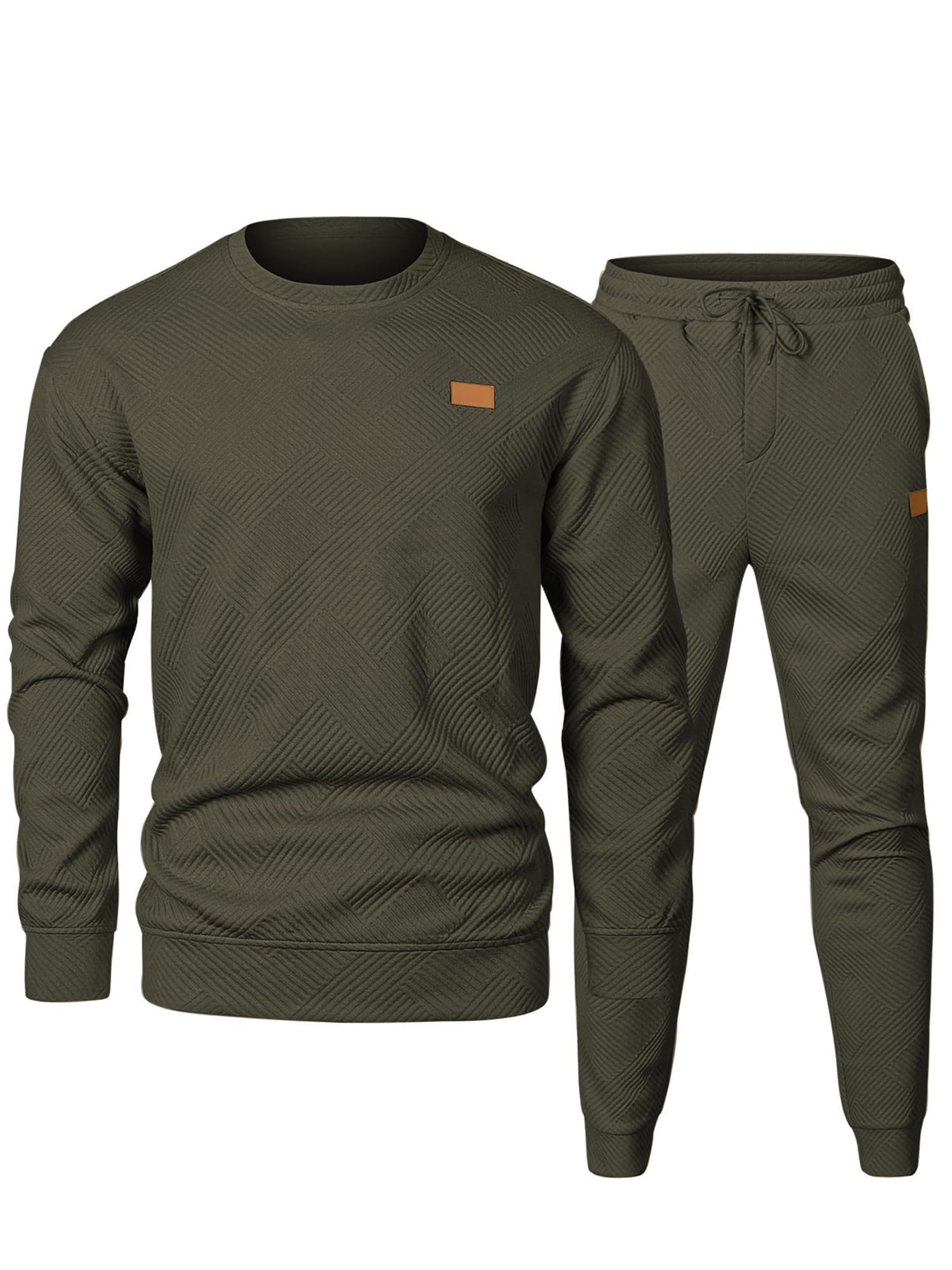 Photo 1 of SWEATSHIRT ONLY !!!!!!!!! -----------------------JMIERR Mens Knit Jacquard Track Suits 2 Piece Set Outfits Long Sleeve Pullover Sweatshirt & Running Joggers Sweatpants, Fall Tracksuit Sweatsuits Matching Lounge Sets, XL, Moss Green