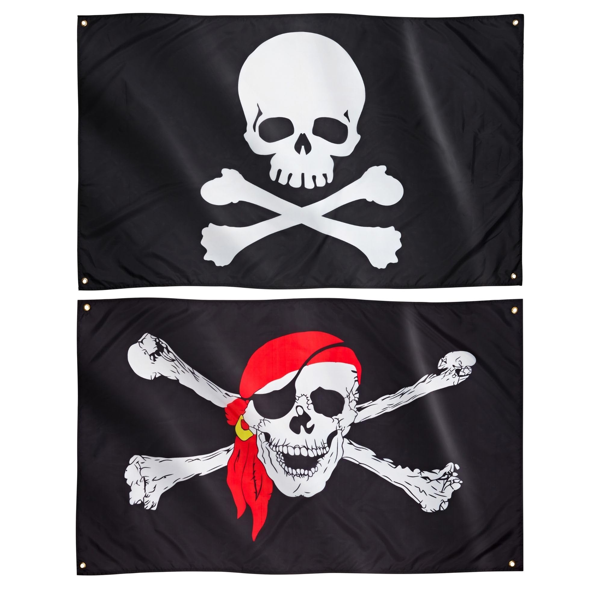 Runesol Pirate Flag 2 Pack, 3x5, 91x152cm, Double Pack, Jolly Roger, Skull and Crossbones, 4 Grommets, Brass Eyelet in Every Corner, Party Flags, Halloween Decorations, Pirate Party Decorations — image 1