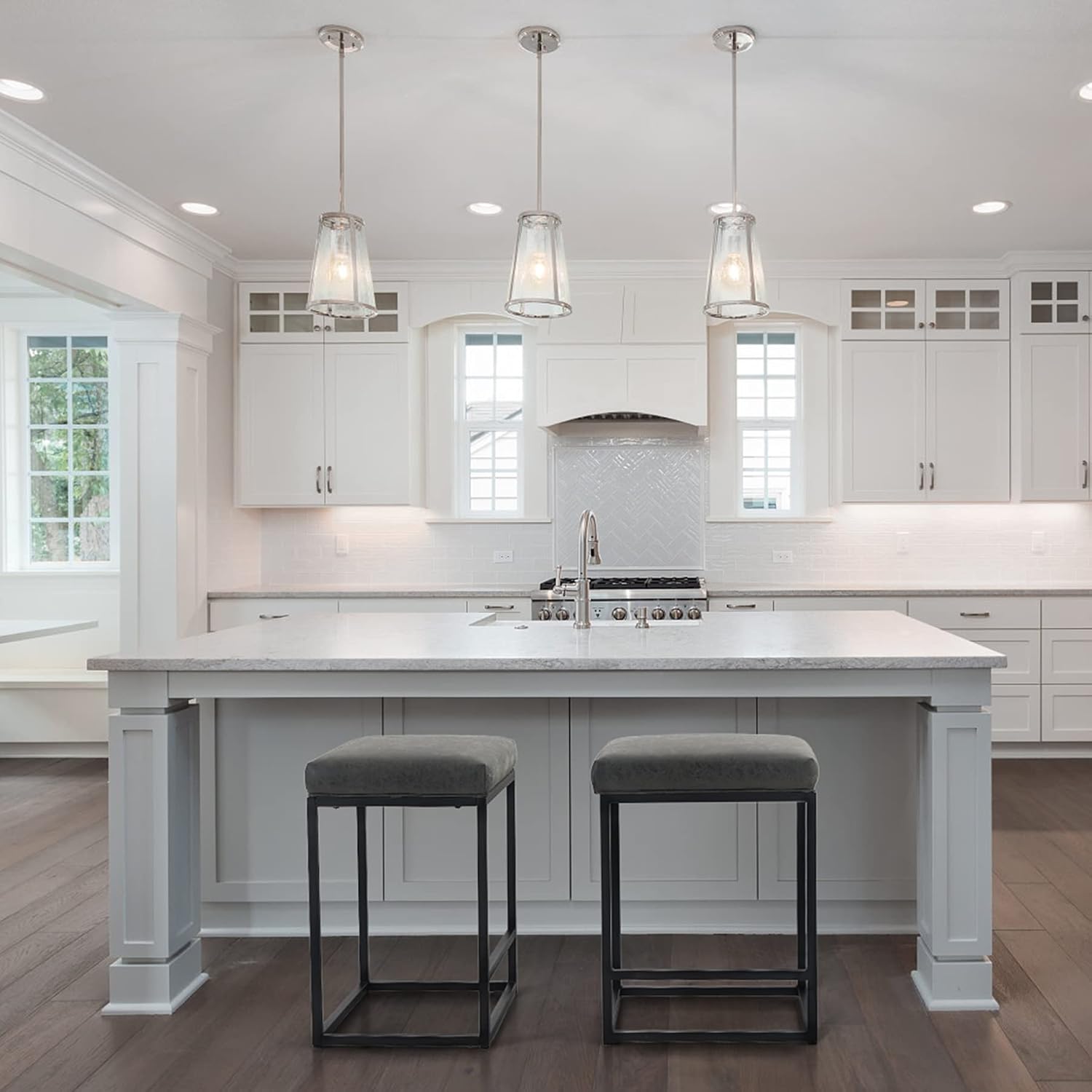 ALPHA HOME 24" Bar Stool Bar Height Bar Chair with Footrest Pu Leather Backless Kitchen Dining Cafe Chair with Thick Cushion & Sturdy Chromed Metal Steel Frame Base for Indoor Outdoor,Grey,1PC: Kitchen & Dining