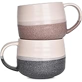 Bosmarlin Ceramic Large Latte Coffee Mug Set of 2 for Latte, Cappuccino, 18 Oz, Dishwasher and Microwave Safe (Pink&Grey, 2)