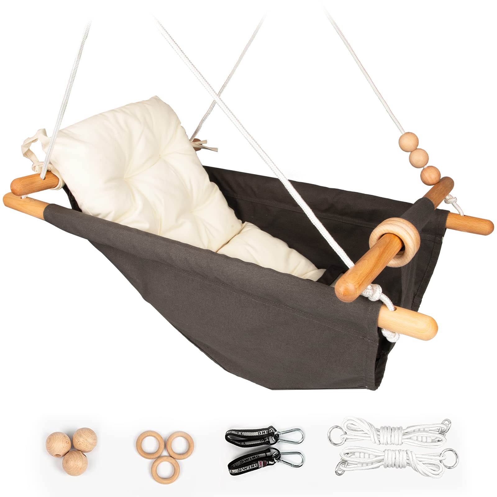 Photo 1 of **MISSING ASSEMBLY PIECES*** Tislly Baby Swing Outdoor and Indoor, Canvas Baby Hammock Swings for Baby to Toddler, Hanging Swing Seat with Safety Belt Outside Tree Swings Gift for Babies Boys Girls Kids Lovers