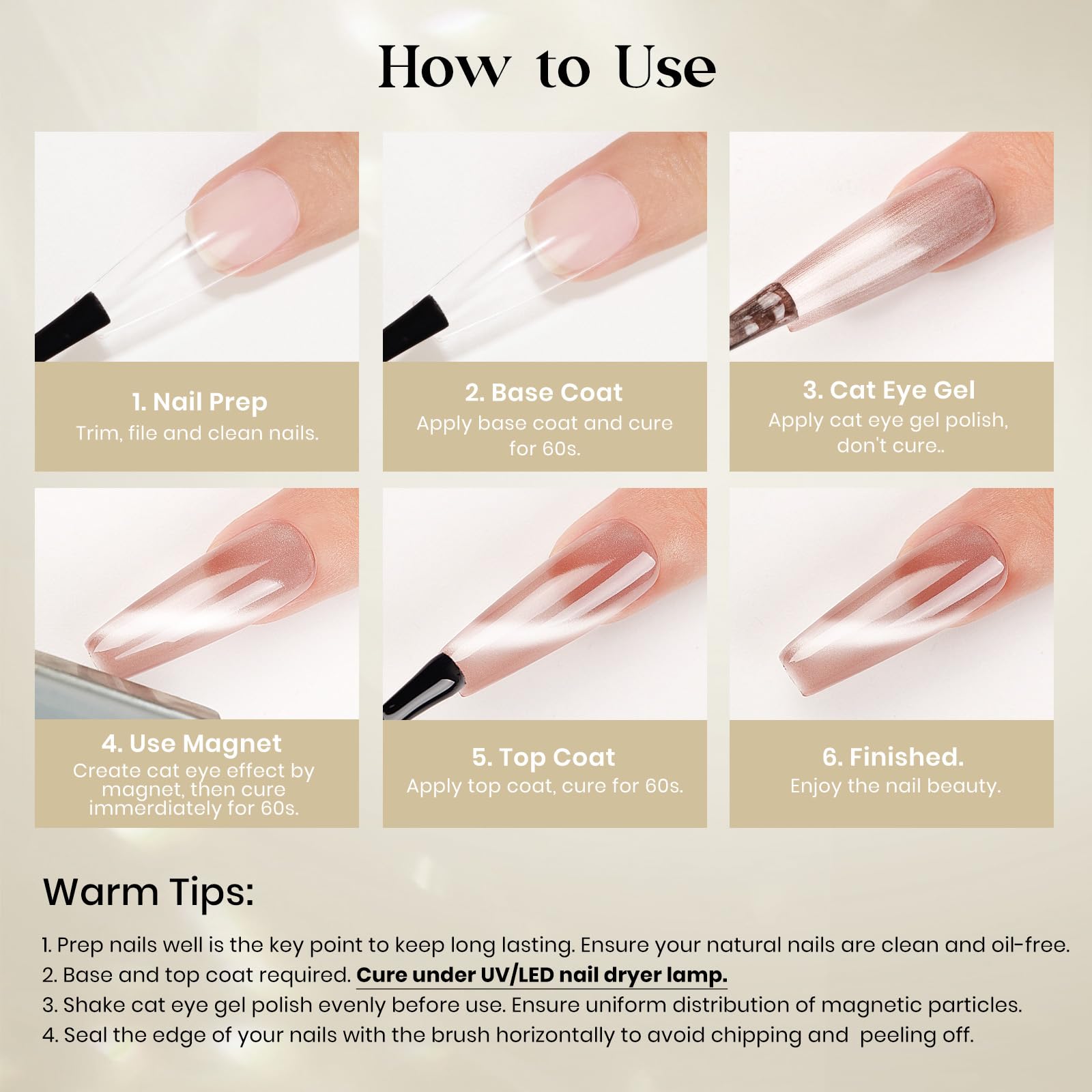 MIZHSE Cat Eye Gel Nail Polish, 8 Colors Ceramic Magnetic Gel Polish Set with Magnet Stick, Crystal Shimmery Silver Brown Green Purple Colors Nail Gel Soak Off Nail Art Salon Home Gift for Women - Image 7