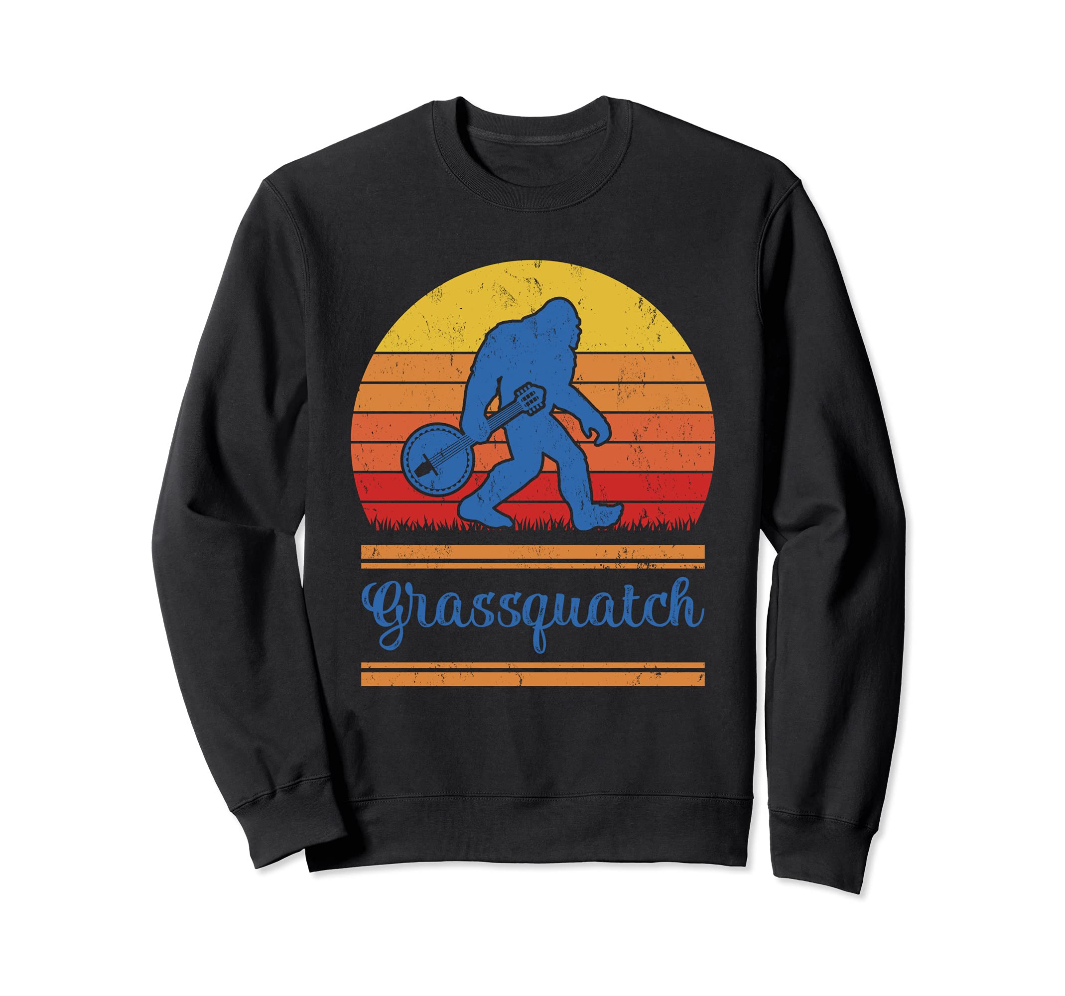 Retro Vintage Grassquatch Funny Bigfoot Banjo Sweatshirt