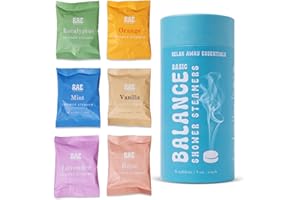 RELAX AWAY ESSENTIALS Relax Away Balance Shower Steamers 6 Pack - Aromatherapy Tablets - Essential Oils - Orange, Vanilla, Rose, Eucalyptus, Lavender, Mint - Spa-Like Shower Experience - Easy-Open Packaging