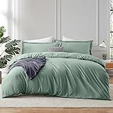 Hearth & Harbor Sage Green Duvet Cover Full Size - 3 Piece Soft Double Brushed Bedding Set - Includes 1 Full Duvet Cover with Button Closure 80x90 inches and 2 Pillow Shams