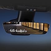 3Pcs Hello Beautiful Car Stickers,Rearview Mirror Accessories Car Stickers and Decals for Women, Hello Beautiful Car Decals, Stocking Stuffer Gifts Idea