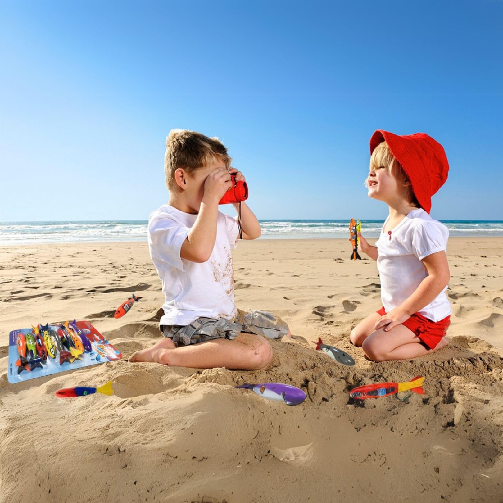 Haktoys Pool Toys Torpedo Diving Set – 8-Pack Dive Torpedos for Kids & Adults | Fast-Sinking Pool Torpedos for Swim Training, Underwater Games & Water Play | Gliding Diving Torpedo Rockets