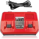 18V Replacement Charger for Milwaukee Mk-18 Battery N18-N14 Dual-Port Rapid Charging Compatible with 18V XC Series Batteries 48-11-1850 48-11-1852 48-11-1862 48-11-1880 48-11-1812 48-11-1820