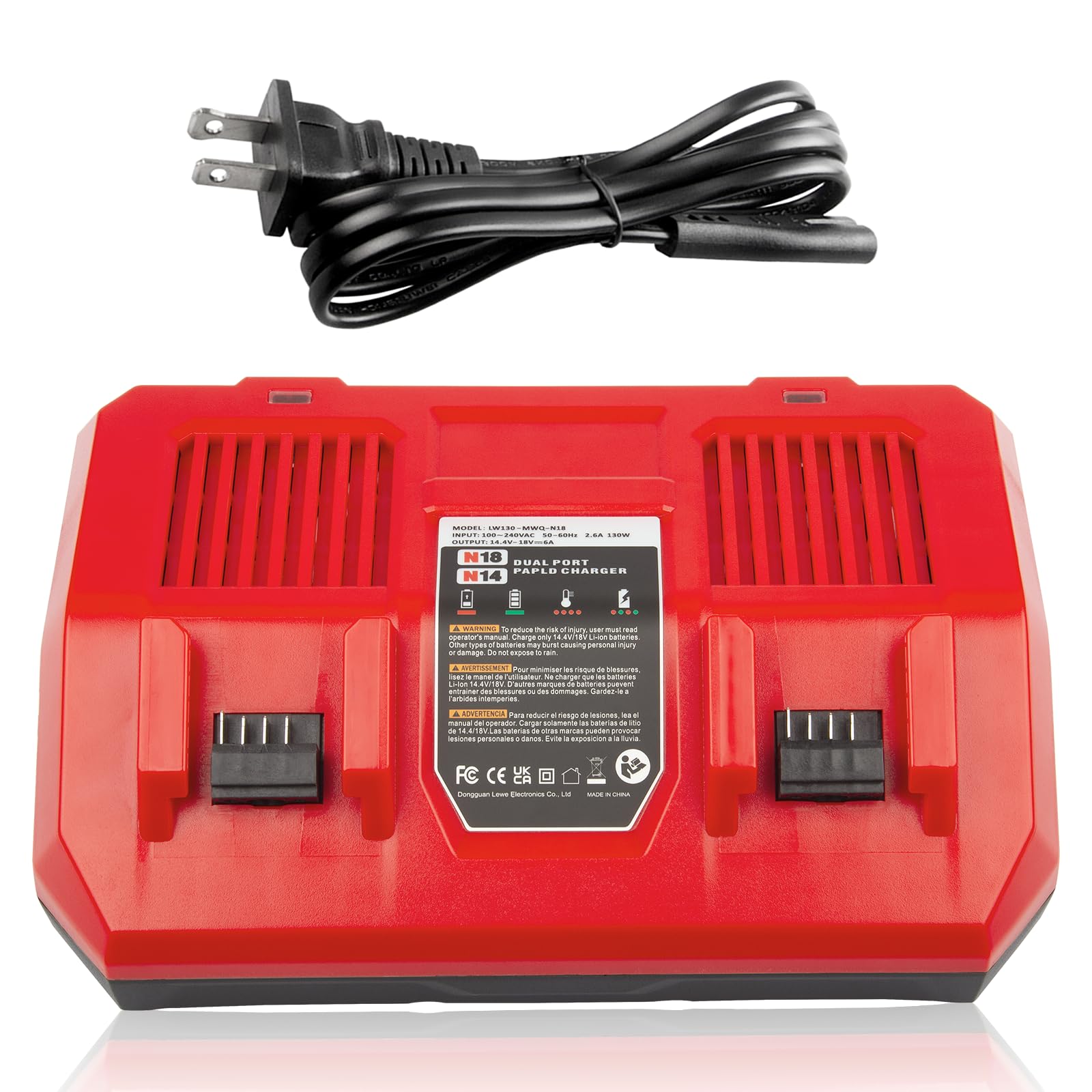 Photo 1 of 18V Replacement Charger for Milwaukee Mk-18 Battery N18-N14 Dual-Port Rapid Charging Compatible with 18V XC Series Batteries 48-11-1850 48-11-1852 48-11-1862 48-11-1880 48-11-1812 48-11-1820