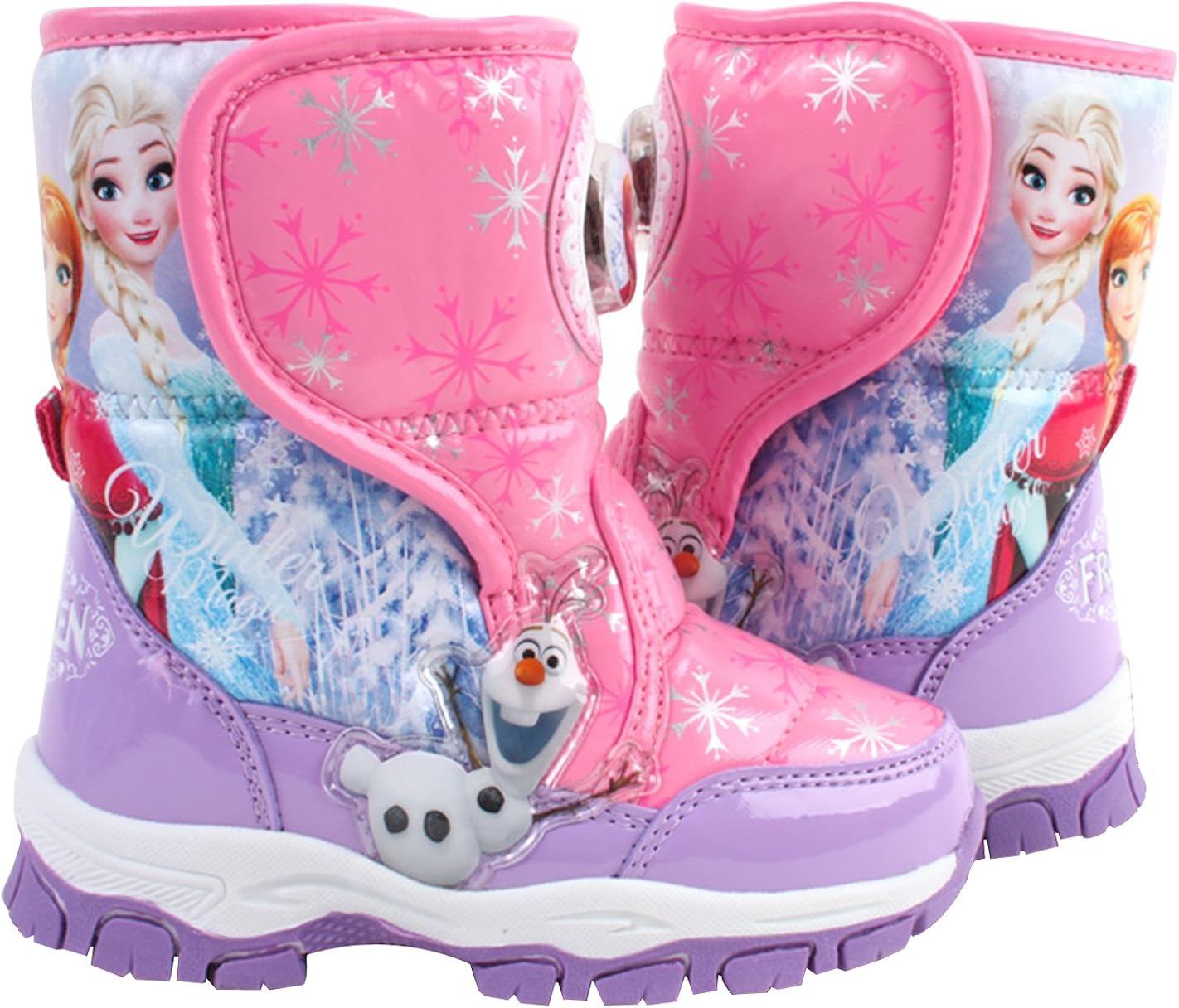 Amazon [ディズニー] アナと雪の女王 Frozen Pink Snow Boots フローズン エルサ アナ オラフ ライトアップ ピンク ピカピカ 光る靴 スノー ブーツ [並行