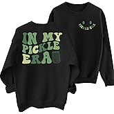 HQP Women's Pickle Era Sweatshirt: Funny Pickle Jar Long Sleeve Shirt, Casual Pullover Top