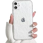 Lovmooful Compatible for iPhone 11 Case Clear Cute Flower Floral with Slim Glitter Design for Girls Women Soft TPU Shockproof Protective Girly for iPhone 11 Case-White