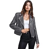 Olivia Miller Womens Faux Leather Zip Up Moto Biker Jacket
