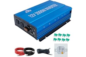 JJN Power Inverter 2000 Watt Modified Sine Wave Inverter 12V to 110V Converter for Home, RV, Truck, Off-Grid Solar Power Inverter with Built-in 5V/2.1A USB Port, AC Hardwire Port, Remote Controller