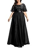 Ever-Pretty Women's Round Neck Short Sleeves Plus