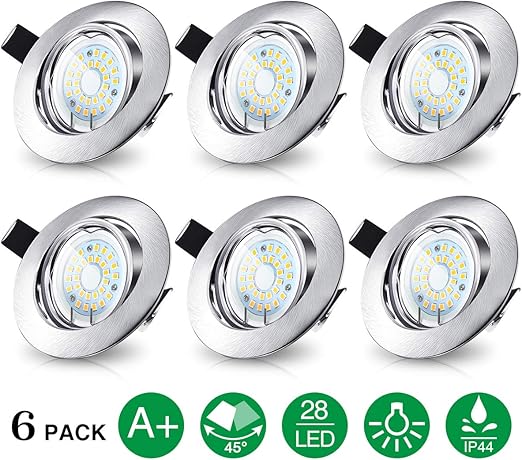 Led Recessed Ceiling Lights Elfeland Insert Ceiling Spotlight Fittings 3000k 5w Rotatable Swiveling Lamp Angle Adjustable Downlights Indoor Lighting Ideal For Living Room Hallway Stage 6 Pack Amazon Co Uk Lighting