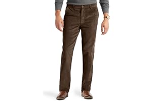 PLEPAN Mens Corduroy Pants - Classic Fit Stretch Elastic Waist Dress Pant