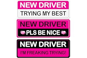 HINGTAI 3Pcs Rose Red Student New Driver Car Magnetic Bumper Stickers Logo, Brightly Colored Safety Warning Signs for Women, Funny Car Magnet Accessories Stickers Suitable for Students and Novice Drivers