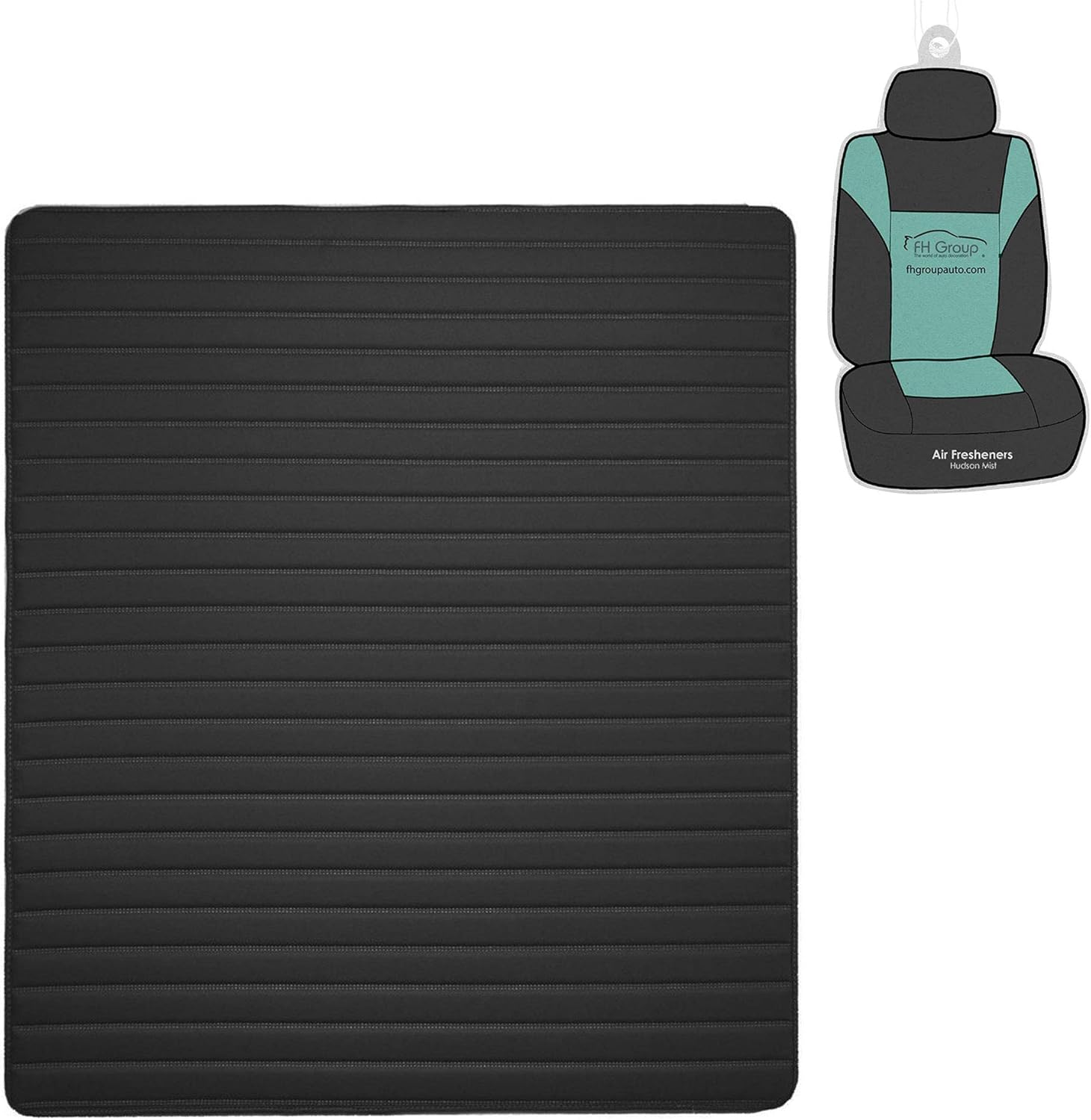 FH Group F16500 Deluxe Heavy-Duty Faux Leather Flat Stripe Multi-Purpose Cargo Liner 46" (Black) with Gift - Universal Fit for Trucks, SUVs, and Vans