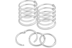 CooBigo 50 Pack Binder Ring, Metal Book Ring Paper Ring Holder 1-1/2-Inch Loose Leaf Binder Ring Clip for Index Card, Flash Card Ring, DMC Embroidery Floss Organizer, Keychain Key Ring - Silver