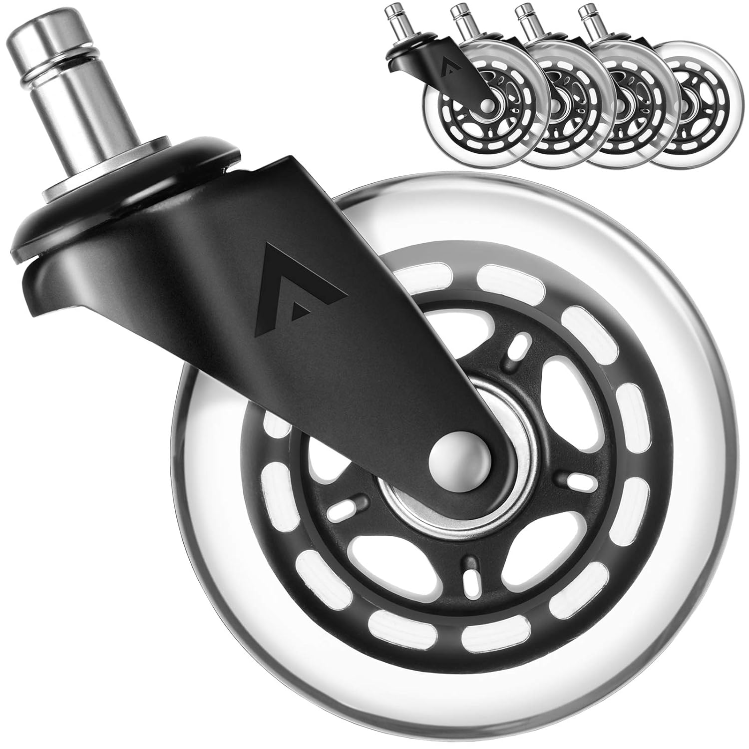 AmeriGrip (Set of 5) Replacement Office Chair Casters - Heavy-Duty Floor Safe 3" Wheels with Universal Stem