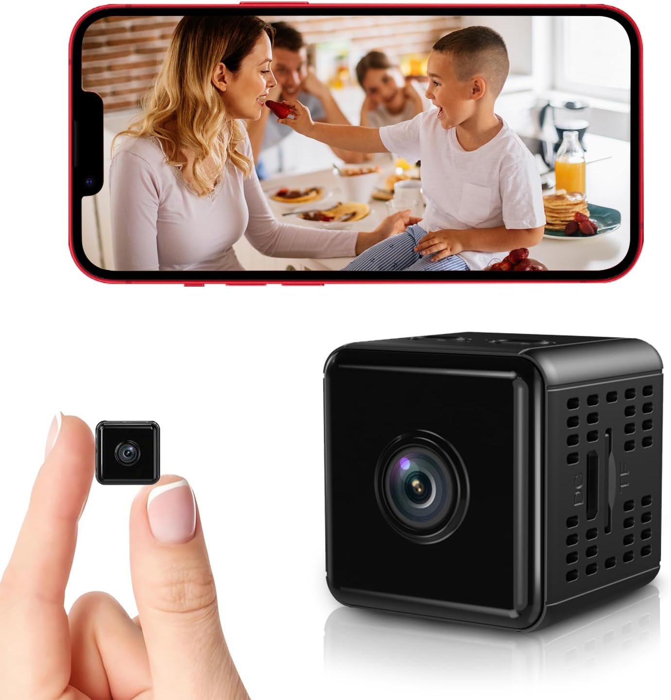 Smilephil Hidden Camera,1080P WiFi Spy Camera with Night Vision & Motion Detection, Wireless Security Camera for Pet/Baby/Nanny, App Live Feed Smallest Smart Home Monitor