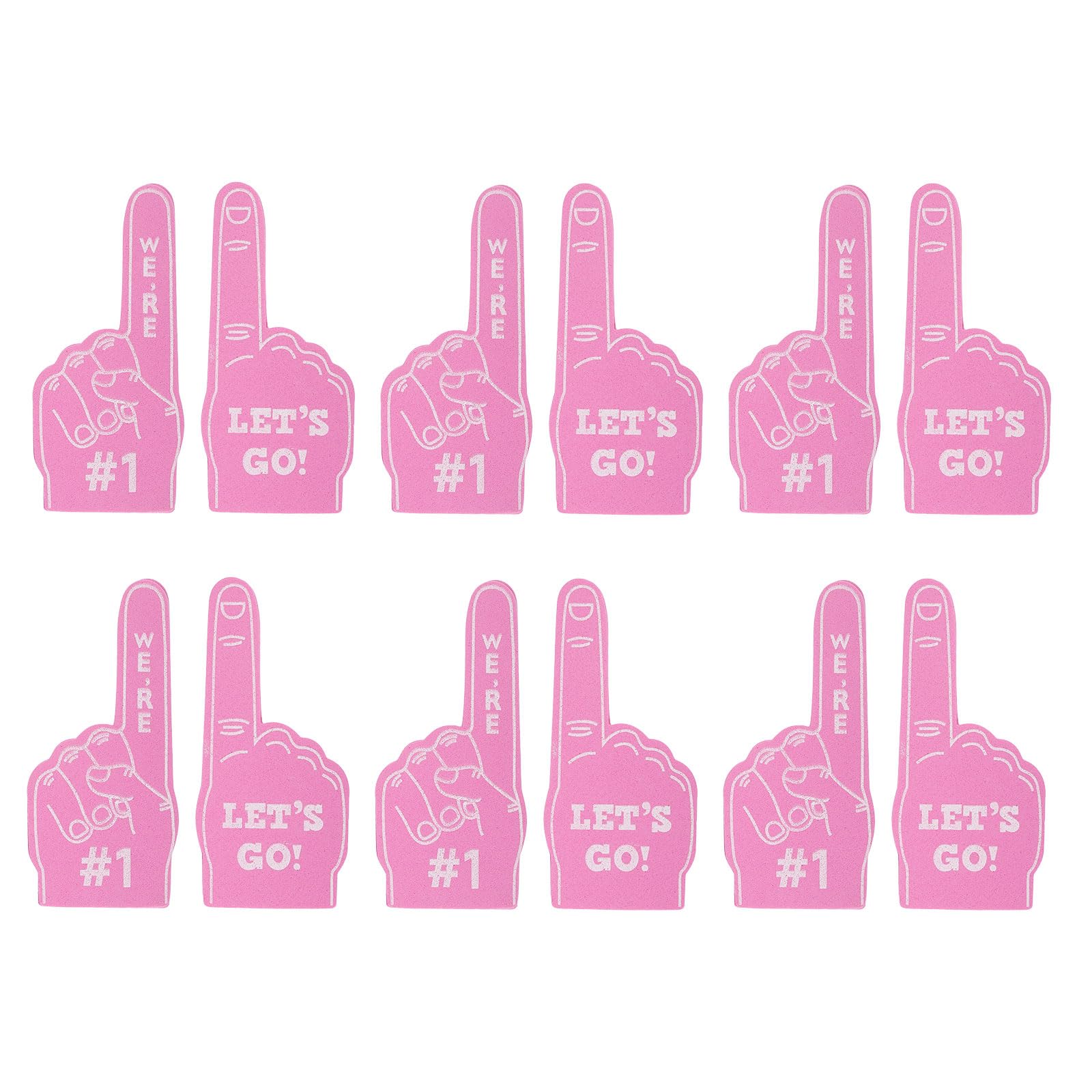 PATIKIL Mini Foam Fingers 5.1 Inch, 48 Pack We're #1,let's go! Cheerleading Foam Finger for Sports Fan Events Games Party Favors, Pink