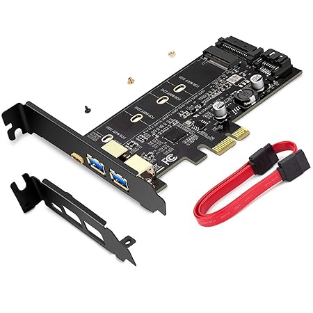 MZHOU PCI-E auf USB 3.0 PCI Express Karte inkl. 1 USB C und 2 USB A Ports, zum Hinzufügen von M.2 SATA III SSD Geräten zu PC 