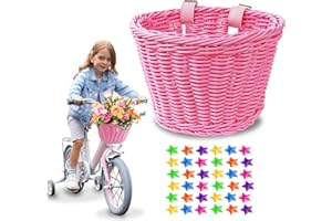 FANOVO Kids Basket for Bike, Bike Basket for Boys Girls, Front Bicycle Basket Toddler Tiny Tricycle Scooter Baskets Waterproof Bike Decoration Accessories