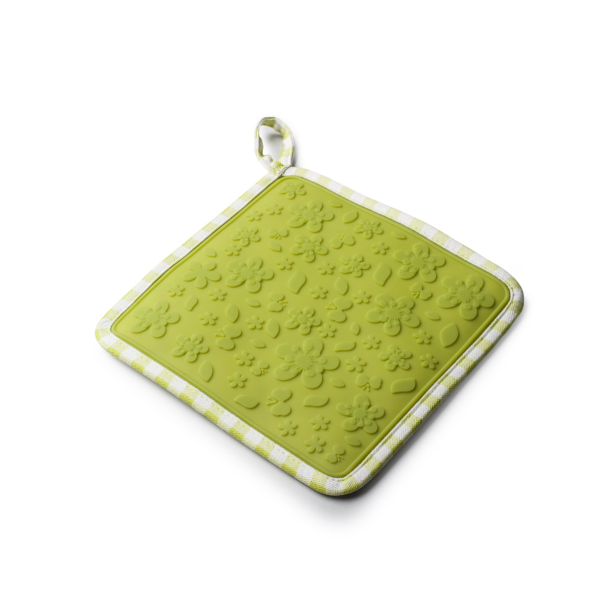 Zeal Silicone Square Trivet Mat & Hot Pot Holder Gingham Lime Green (20cm/8) V107L 34 x 28 x 1.5 cm โ image 1
