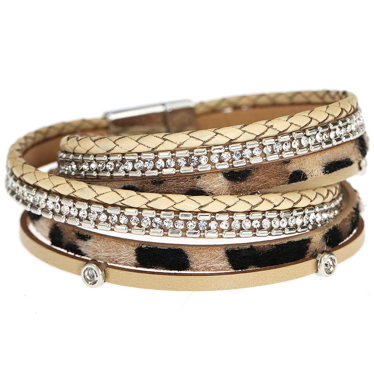 Suyi Leopard Bracelet Birthday Valentine's Day Gift for Women Her Multilayer Leather Cuff Bracelet Leopard3