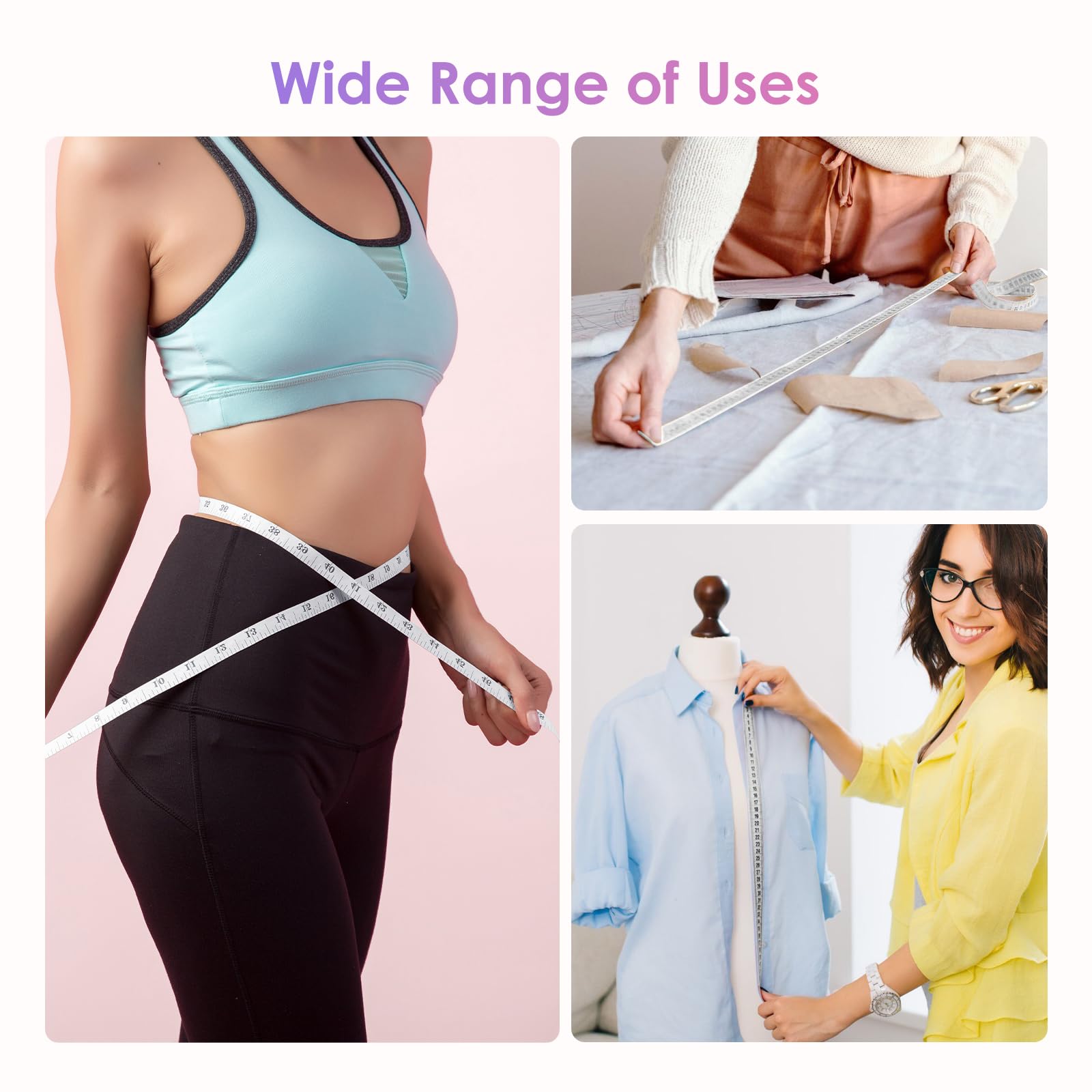 Gerkia Sewing Tape Measure，Colour Printed Small Retractable Soft Measuring Tape for Tailor Cloth Fabric Body Measurements.