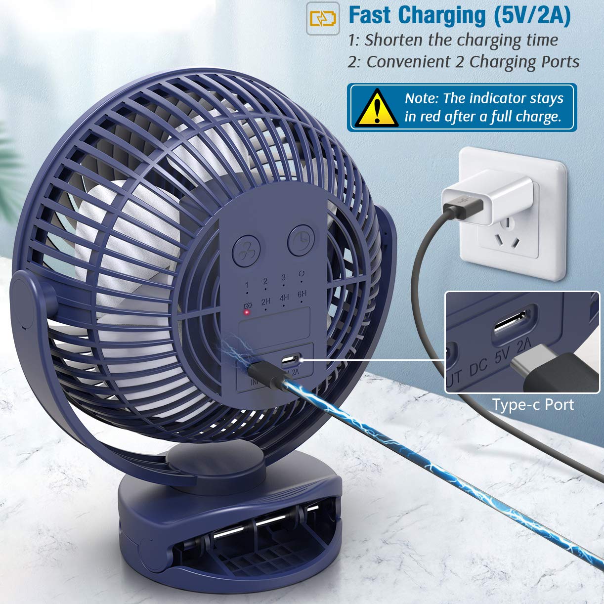 10000mAh Battery Operated Clip On Fan with Hanging Hook, Super Strong Airflow, 4 Speeds, Sturdy Clamp, Timer, Portable Camping Fan for Desktop Tent Treadmill Golf Cart Hurricane, Last 40 hrs, 7 Inch: Baby