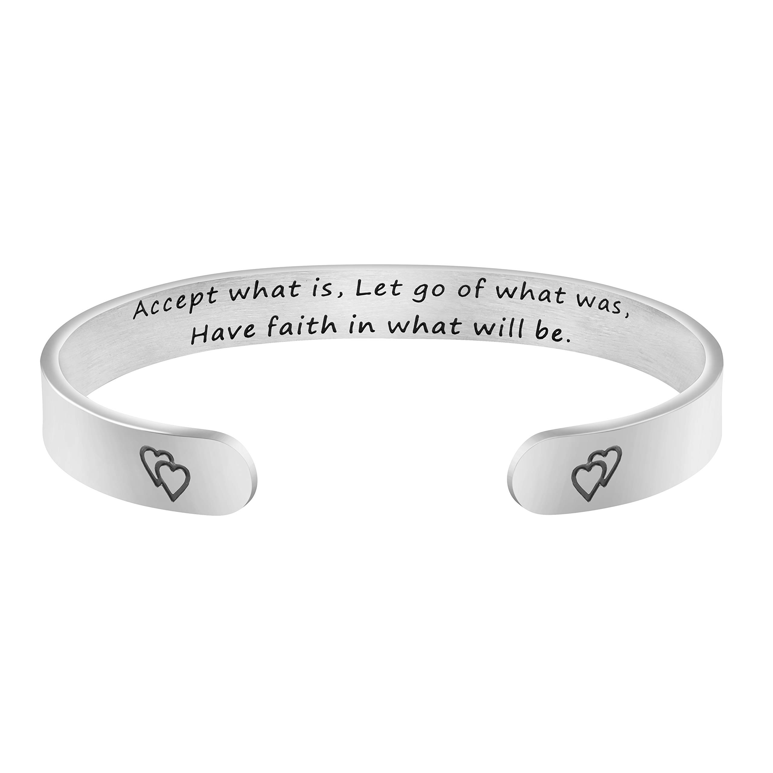 Joycuff Inspirational Mantra Cuff Bracelets for Women Silver Funny Encouragement Motivational Gifts for Her Best Friend Friendship Sister Mother Daughter