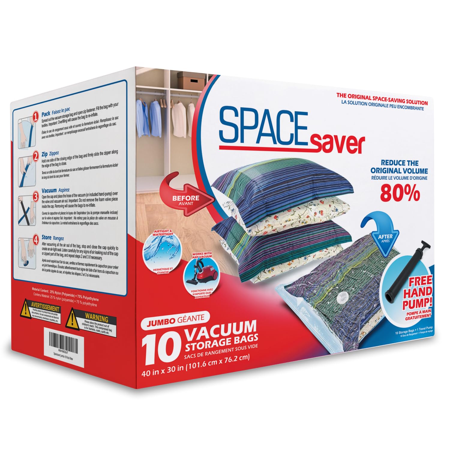 Photo 1 of 10 Pack Jumbo Vacuum Storage Bags for Comforters, Blankets & Clothes – Jumbo Vacuum Sealed Compression Bags with Hand Pump – Space Saver Storage Bags for Bedding, Moving, Travel & Organization
