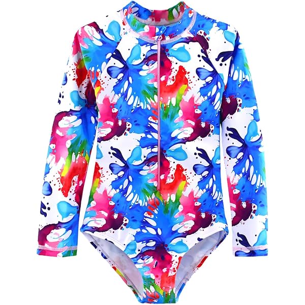 Costume da bagno 2 pezzi per bambina, rash guard a maniche lunghe in stile sirena-principessa con caratteristici volant sul retro all'ingrosso per il tuo negozio