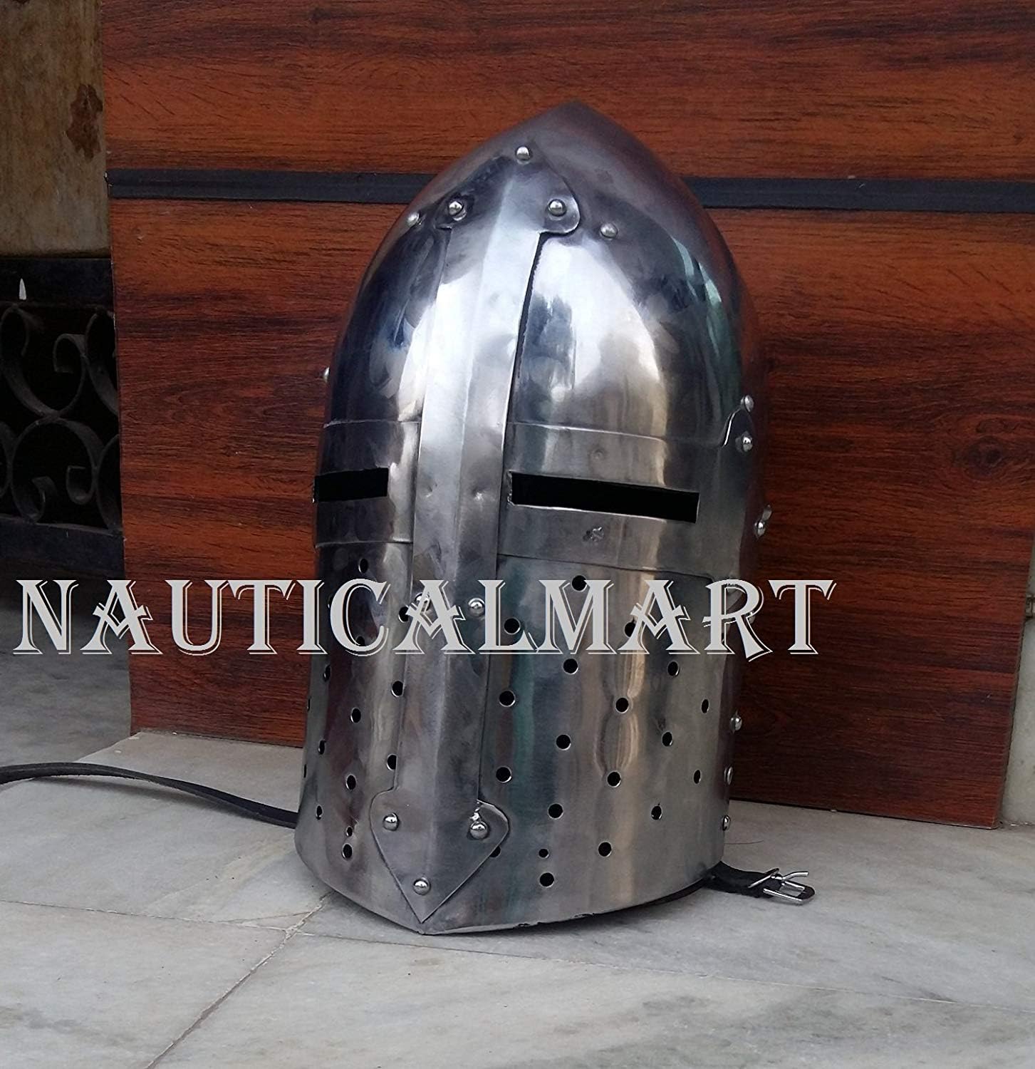 NauticalMart Renaissance Armor Sugarloaf Medieval Helmet with Wooden Stand: Toys & Games