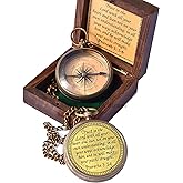 Trust in The Lord With All Your Heart - Proverbs 3:5-6 Quote Engraved Compass With Wooden Box, Greeting Card, Gift Compass, Graduation Day Gifts 2024 for Women Men Boys Girls