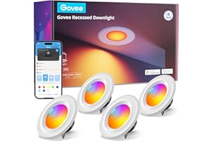 Govee Smart Retrofit Recessed Lighting 6 Inch, Wi-Fi Bluetooth Direct Connect RGBWW Retrofit Can Lights, 65 Scene Modes, Works with Alexa & Google Assistant, 1000 Lumens, 4 Pack