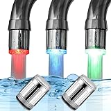 PCTC 2 Pack LED Water Faucet Light 3 Color Temperature Sensor No Battery view 1