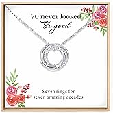 Annamate Birthday Gifts for Women Sterling Silver 30th 40th 50th 60th 70th 80th 90th Birthday Necklace For Her 3 4 5 6 7 8 9 Decade Jewelry 30 40 50 60 70 80 90 Years Old