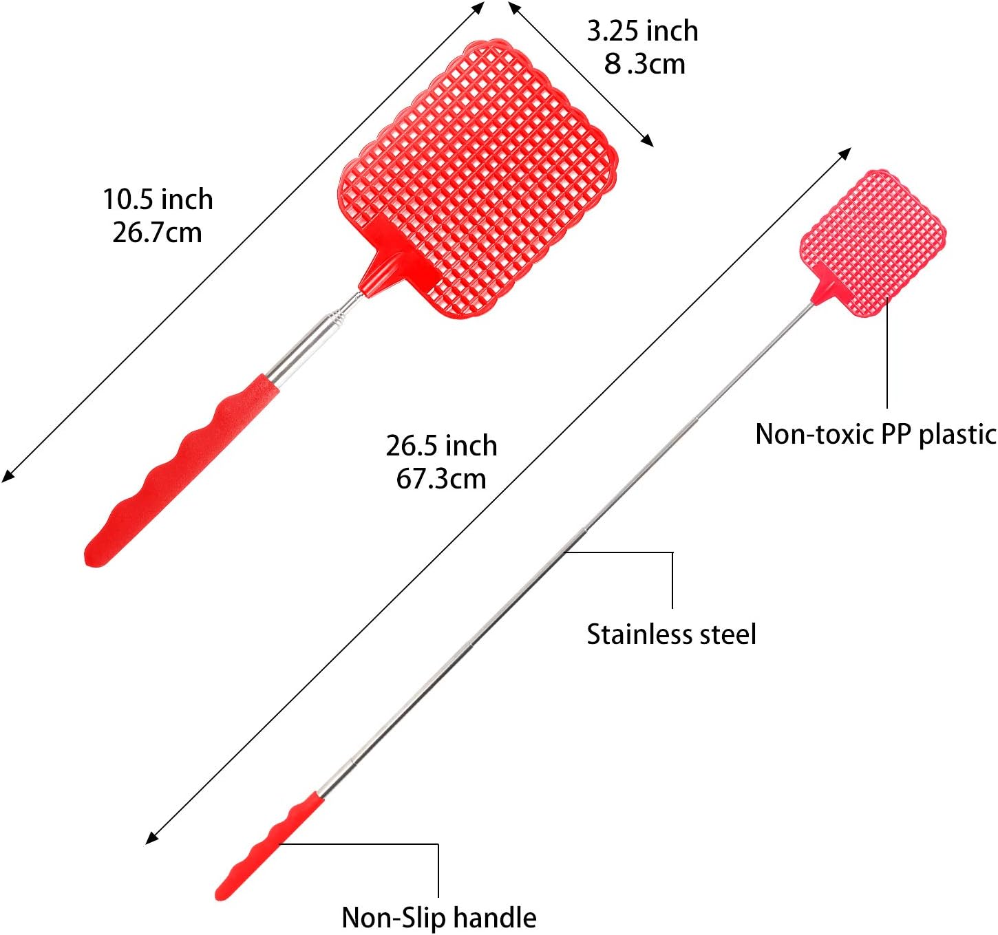 STUHAD 5 Pack Retractable Fly Swatters, with Extended Handles, Durable Retractable Handles, Fly Swatter Heavy Duty Set, for Home, Classroom and Office, 5 Colors: Garden & Outdoor