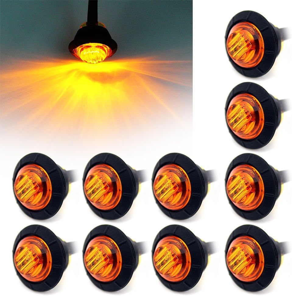 Ricoy 3/4" Round Yellow LED Front Rear Side Marker Indicators Light