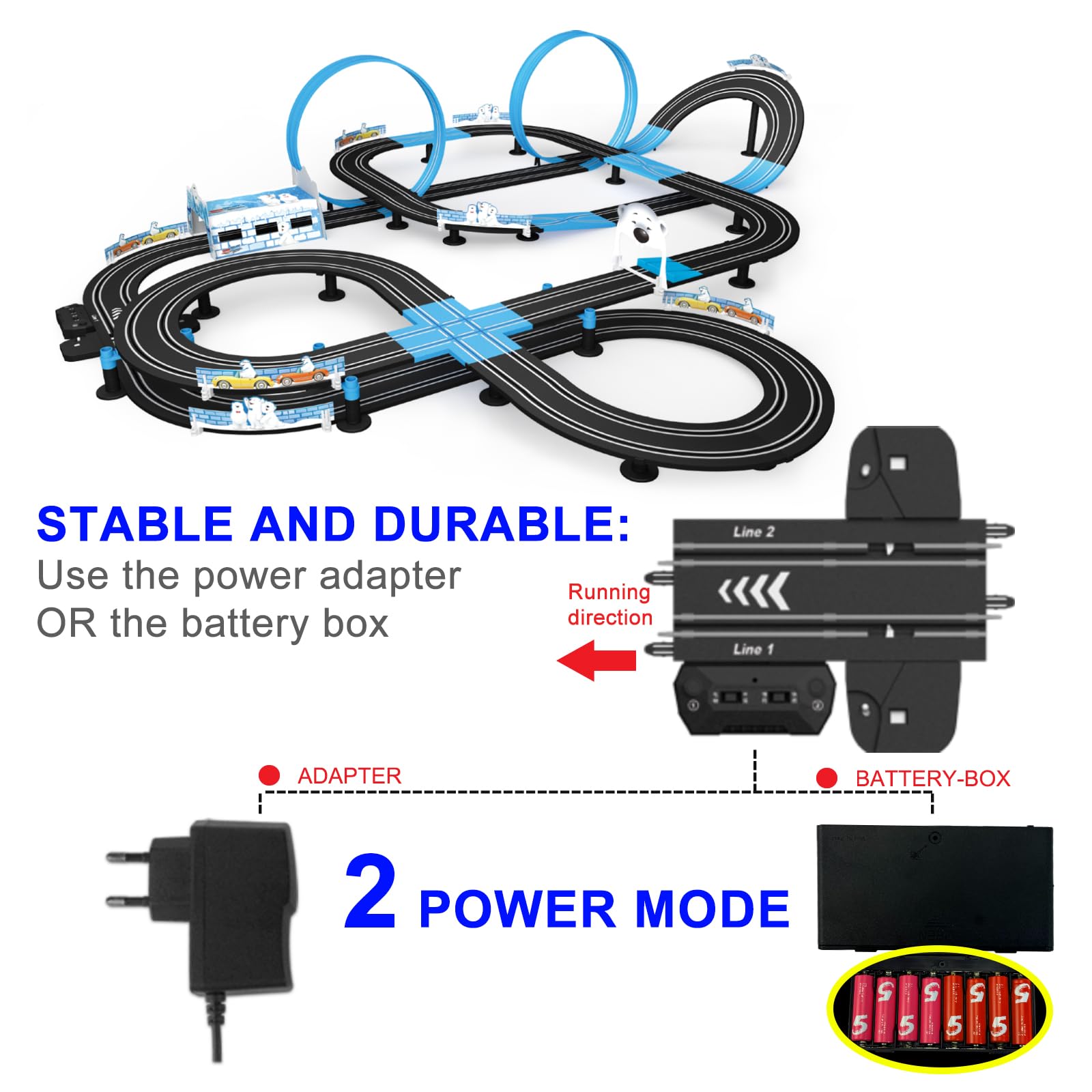 AGM MASETCH High Speed Series Tram Dual Track Set, Track with 4 Vehicles Official Licensed Slot car Racing, Comes with 2 Hand Controls and Track Parts and a Lap Counter.