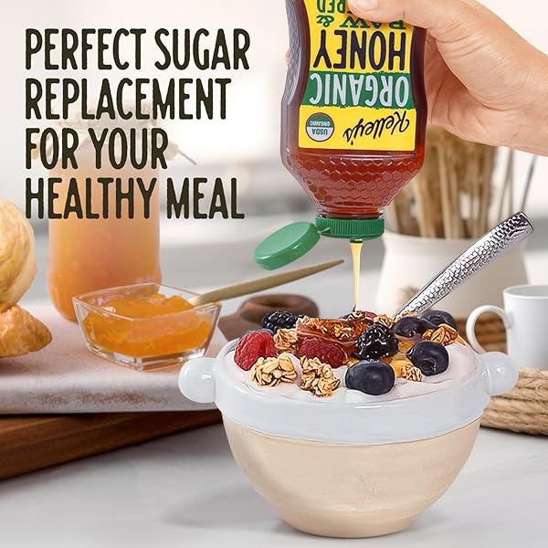 KELLEY’S 100% ORGANIC RAW & UNFILTERED HONEY, USDA CERTIFIED, 24 OZ – ALL NATURAL, FLAVOR-RICH HONEY FOR FRUITS, YOGURT, SMOOTHIES, ACAI BOWLS, TEA – NATURAL SUGAR SUBSTITUTE