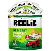 Reelie Plantain Chips, Sea Salt, 6 Individual 1 oz Bags for Lunchboxes | 6-Pack in 1 Box Plantain Chips Individual Bags for Lunchboxes &amp; Travel &ndash; Non-GMO, Glyphosate Residue Free, Seed Oil Free