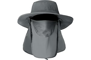 MOOONGEM Fishing Hats for Men, 3 in 1 Sun Hat with Removable Neck Flap and Face Cover, UV Sun Protection Wide Brim Fishing Hat